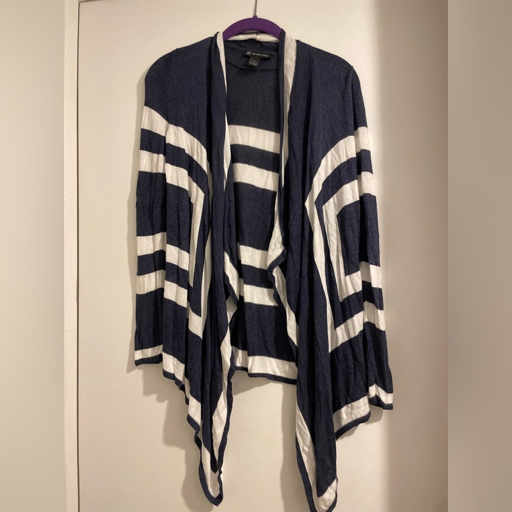 INC International Concepts Navy and White Open Cardigan